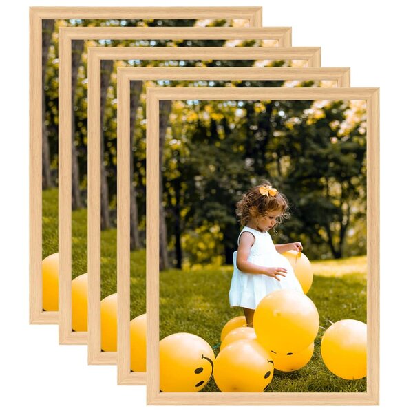 vidaXL Collage de cadres photo 5 Pièces pour mur Chêne clair 59 4x84 cm