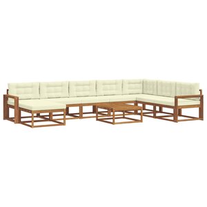 vidaXL Ensemble de canapés d'extérieur 9 Pièces Naturel et Crème
