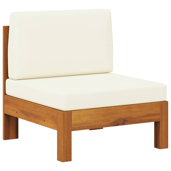 vidaXL Canapé central avec coussins blanc crème Bois d'acacia solide