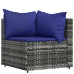 vidaXL Salon de jardin 3 Pièces avec coussins Gris Résine tressée