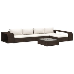 Vidaxl salon de jardin 8 pièces avec coussins résine tressée marron