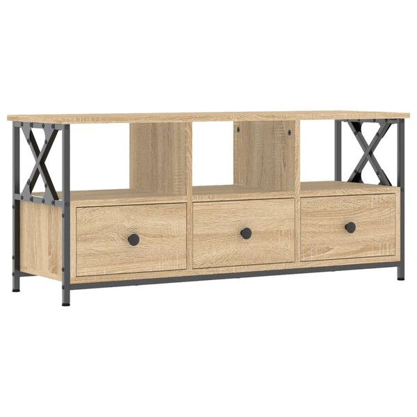vidaXL Meuble TV chêne sonoma 102x33x45 cm bois d'ingénierie et fer
