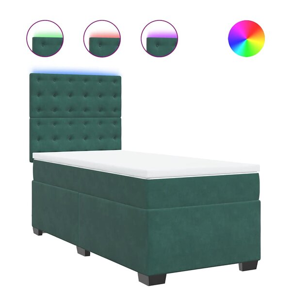 vidaXL Sommier à lattes de lit et matelas Vert foncé 80x200 cm Velours
