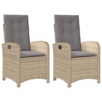 vidaXL Chaises inclinables jardin lot de 2 et coussins résine tressée