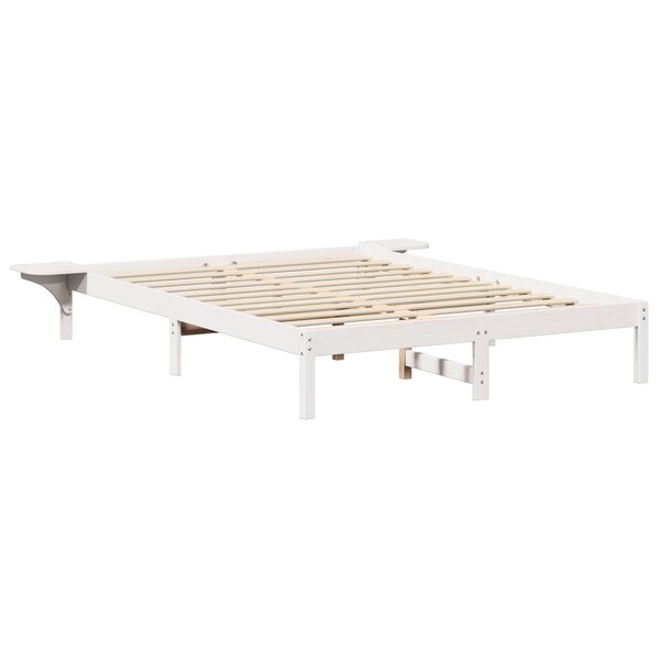 vidaXL Cadre de lit avec tables de chevet Blanc Blanc