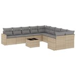 vidaXL Salon de jardin 11 Pièces avec coussins beige résine tressée