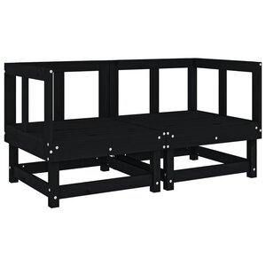 vidaXL Canapés d'angle de jardin 2 Pièces noir bois de pin massif