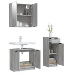 vidaXL Ensemble d'armoires de salle de bain 3 Pièces sonoma gris