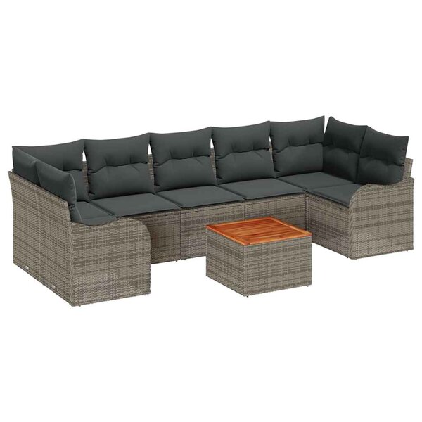 vidaXL Ensemble de canapé de jardin 8 Pièces Gris Poly rotin