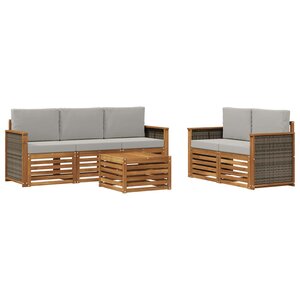 vidaXL Ensemble de canapés d'extérieur 6 pc Naturel et gris clair