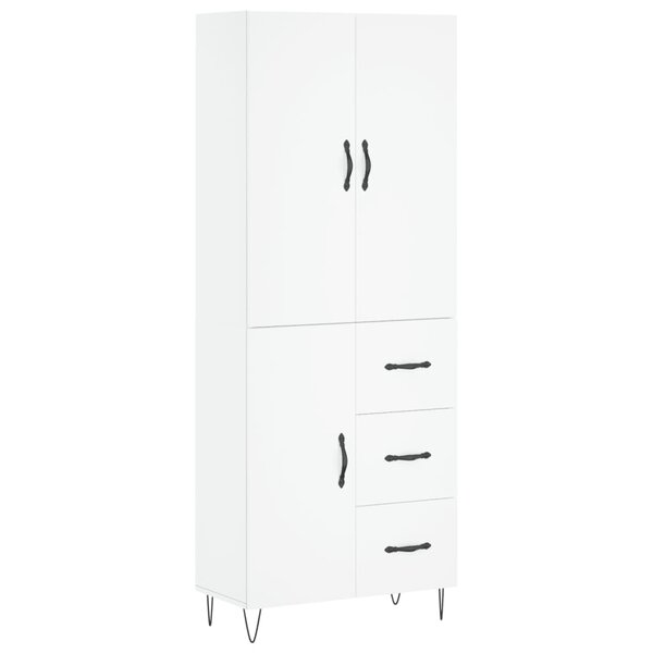 vidaXL Buffet haut Blanc 69 5x34x180 cm Bois d'ingénierie