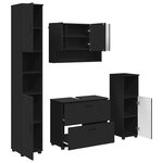 vidaXL Ensemble de mobilier de salle de bain avec tiroir 4 Pièces Noir