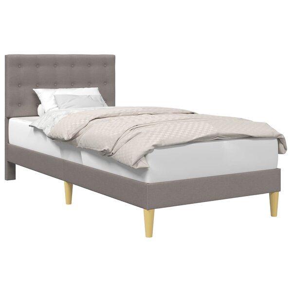 vidaXL Cadre de lit avec tête de lit Taupe 90 x 200 cm Tissu