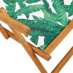 vidaXL Chaise pliable plage motif de feuilles bois d'eucalyptus/tissu