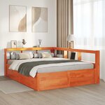 vidaXL Lit bibliothèque sans matelas cire marron 160x200 cm pin massif