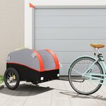 vidaXL Remorque de vélo noir et orange 45 kg fer