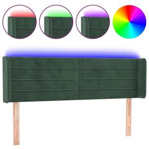vidaXL Tête de lit à LED Vert foncé 147x16x78/88 cm Velours