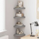 vidaXL Étagères d'angle flottantes 4 Pièces gris 25x25x3 8 cm MDF