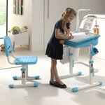 Vipack Bureau réglable enfant avec chaise Bleu clair et blanc