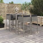 vidaXL Ensemble de bar de jardin 5 Pièces avec coussins gris poly rotin