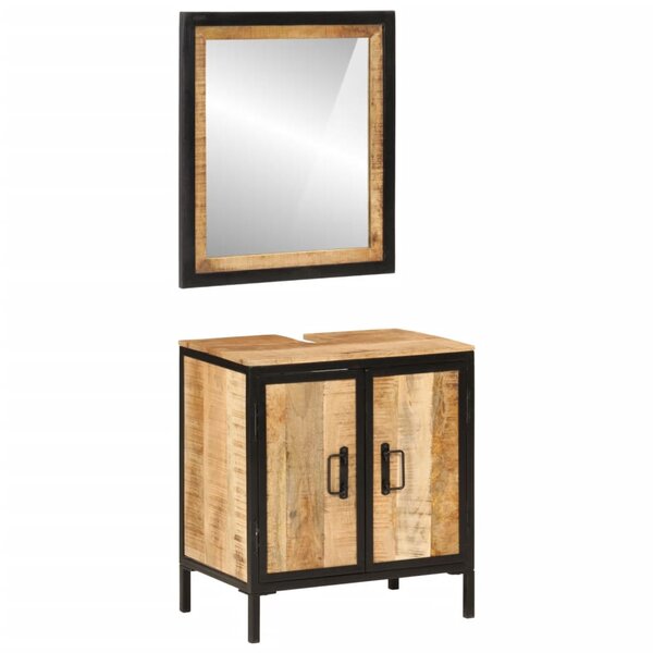 vidaXL Ensemble de meubles salle de bain 2 Pièces fer et bois de manguier