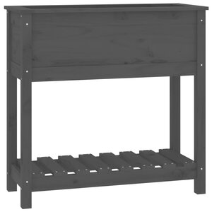 vidaXL Jardinière avec étagère Gris 82 5x34 5x81 cm Bois massif de pin