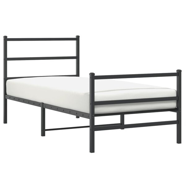 vidaXL Cadre de lit métal sans matelas avec pied de lit noir 90x190 cm