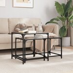 vidaXL Tables basses gigognes 2 Pièces dessus en verre noir acier