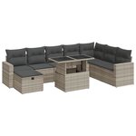 vidaXL Salon de jardin 9 Pièces avec coussins gris clair résine tressée