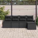 vidaXL Ensemble de Canapés avec coussin 5 Pièces Noir polyrotin
