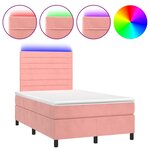 vidaXL Sommier à lattes de lit et matelas LED rose 120x190 cm velours