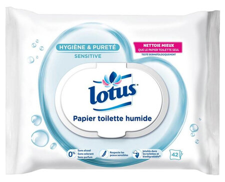 Lotus Papier Toilette Humide Sensitive 42 Lingettes (lot de 12 paquets soit 504 lingettes)
