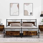 vidaXL Cadre de lit en métal sans matelas chêne fumé 193x201 cm