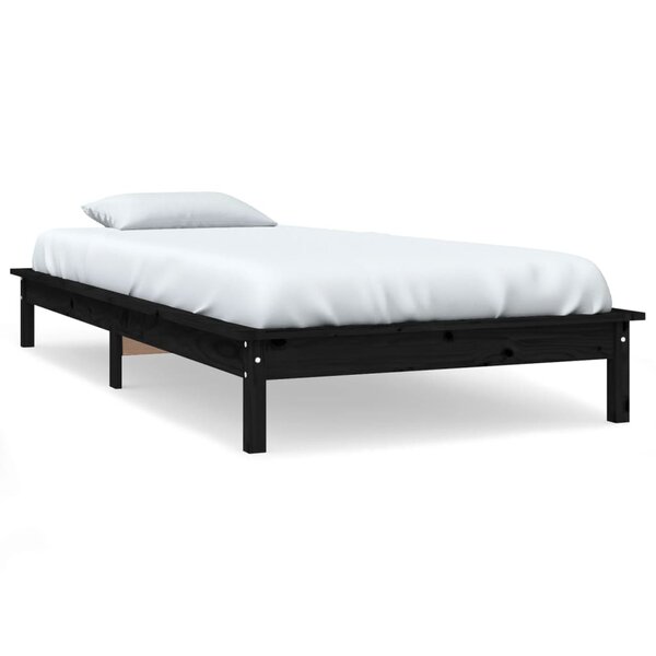 vidaXL Cadre de lit sans matelas noir 100x200 cm bois massif