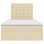 vidaXL Lit de rangement LED avec matelas Crème 120 x 190 cm Tissu