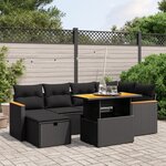 vidaXL Salon de jardin 7 Pièces avec coussins noir résine tressée