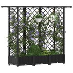 vidaXL Lit Élevé avec Treillis et Toit Noir 164 x 40 x 123 cm PP