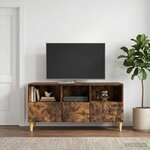 vidaXL Meuble TV 102 x 34 5 x 50 cm Chêne fumé Bois d'ingénierie