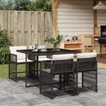 vidaXL Ensemble à manger de jardin coussins 5Pièces Noir Résine tressée