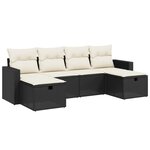 vidaXL Salon de jardin 6 Pièces avec coussins noir résine tressée
