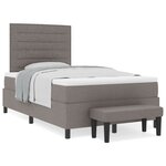 vidaXL Lit à ressorts avec matelas & banc taupe 120x190 cm en tissu
