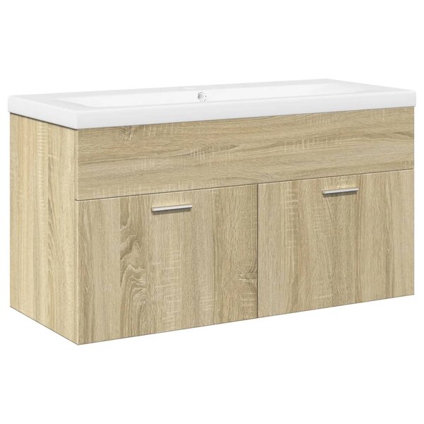 vidaXL Armoire lavabo de salle de bain et bassin intégré chêne sonoma