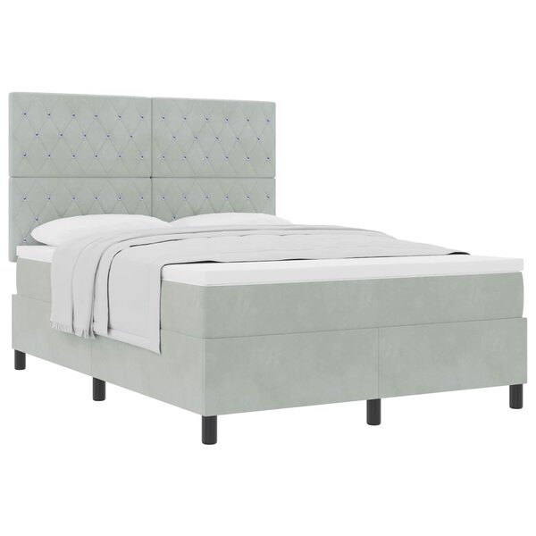 vidaXL Lit à ressorts avec matelas Gris clair 160 x 200 cm tissu