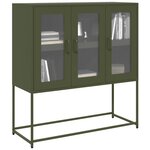 vidaXL Buffet vert olive 100 5x39x107 cm acier laminé à froid