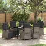 vidaXL Ensemble de salle à manger pour jardin 7 Pièces Gris Poly rotin