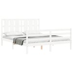 vidaXL Cadre de lit avec tête de lit blanc King Size bois massif
