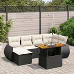 vidaXL Salon de jardin 7 Pièces avec coussins noir résine tressée
