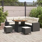 vidaXL Ensemble de canapé de jardin 8 Pièces Noir polyrotin