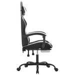 vidaXL Chaise de jeu pivotante et repose-pied Noir et blanc Similicuir