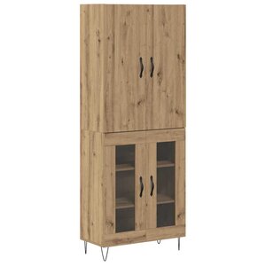 vidaXL Haut Armoire 2 Pièces Chêne artisanal Bois d'ingénierie et verre